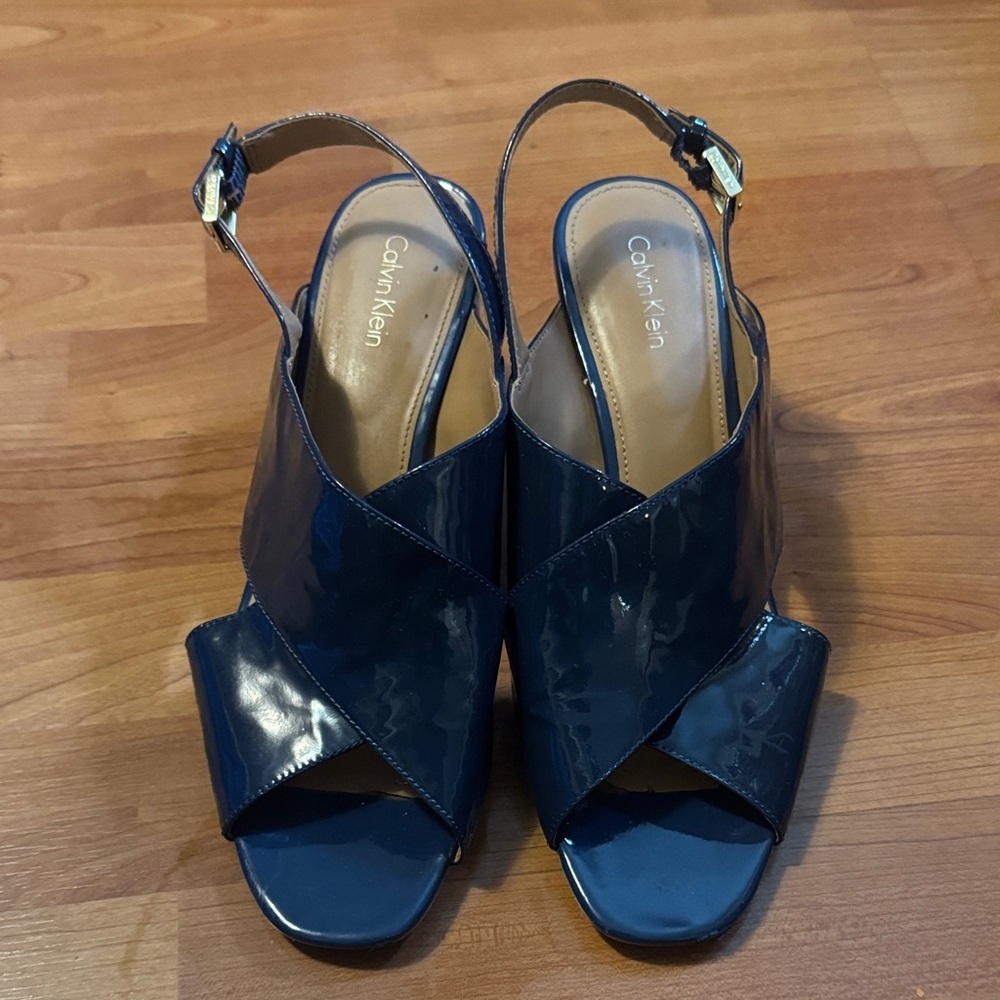 Calvin Klein Women's Dark Blue Wedge Sandals Size 11